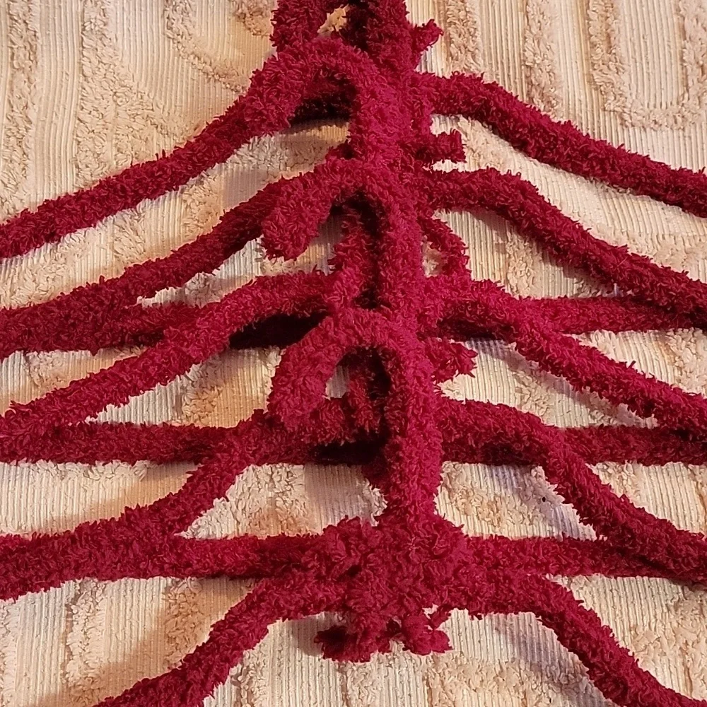 Five handmade designer hangers, dark red, wine colored. New.